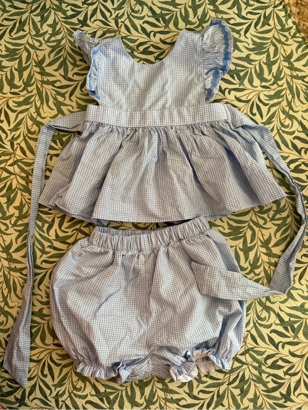 SMOCKINGBIRD Blue Gingham Ruffle Two-Piece Set